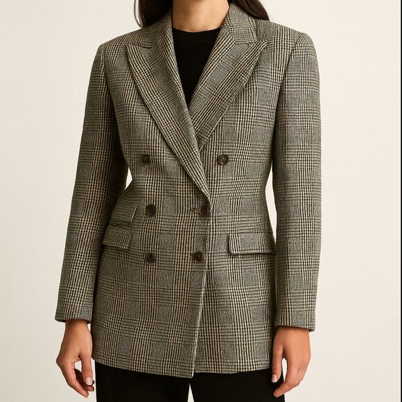 Lauren Ralph Lauren Jackets & Blazers - Lauren Ralph Lauren Worsted Wool Glen Plaid Double- Breasted Blazer Petite 2P